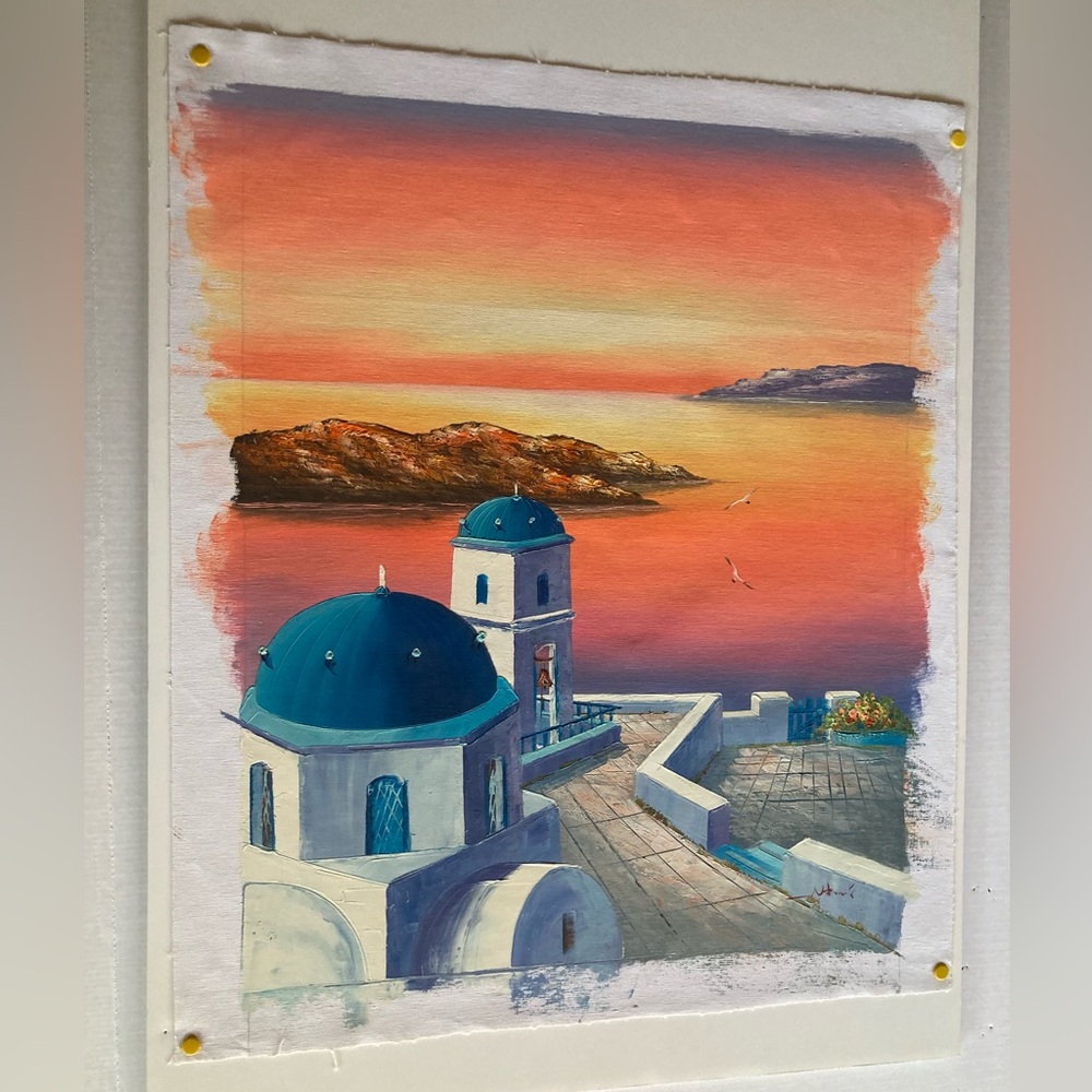 Sunset Over Santorini Oil on Canvas